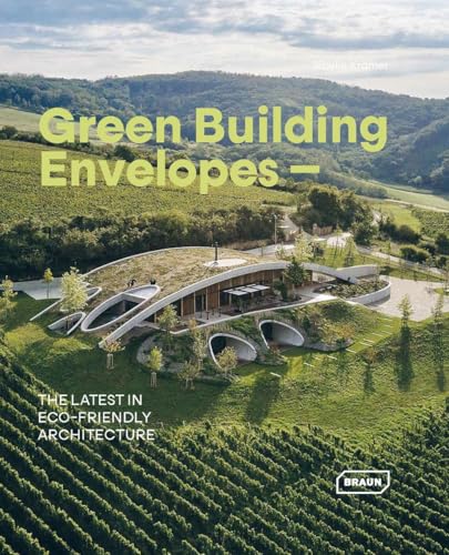 Book cover showing a modern earth-sheltered building with a green roof in a vineyard.