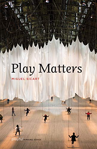 Book cover with people on swings under hanging white fabric.