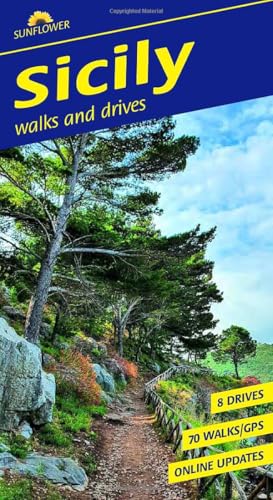 Sicily walking and driving guide cover with a path through trees.