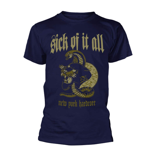 Navy t-shirt with "Sick Of It All" band logo and panther graphic.