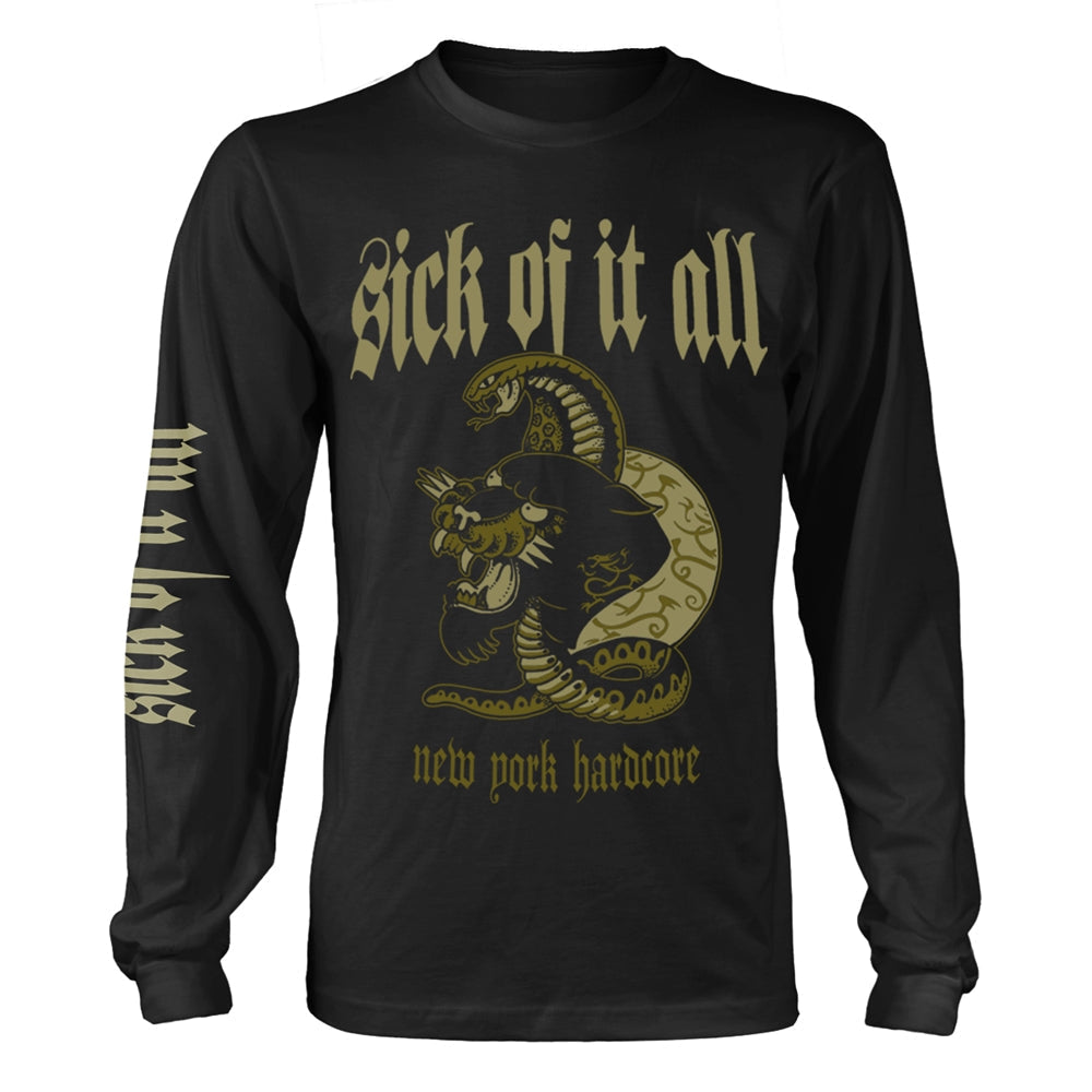 Black long-sleeve shirt with a panther graphic and band logo.