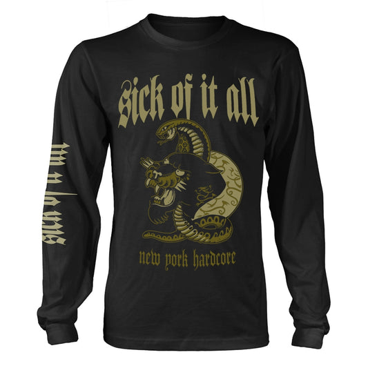 Black long-sleeve shirt with a panther graphic and band logo.