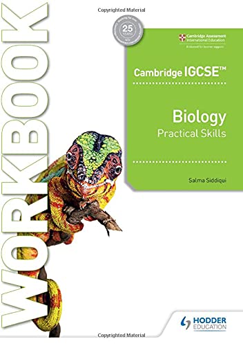 IGCSE Biology practical skills workbook cover with a chameleon image.