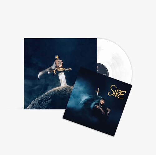 Vinyl record and album cover featuring a hand holding a sword.