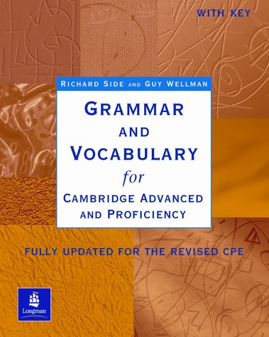 Workbook cover for Cambridge Advanced and Proficiency English grammar and vocabulary.