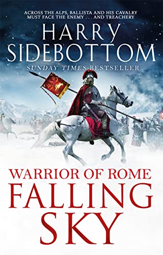 Book cover: Roman warrior on horseback in a snowy mountain landscape.