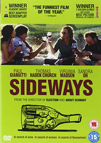 Sideways" DVD cover with a group toasting wine glasses and a tilted bottle.
