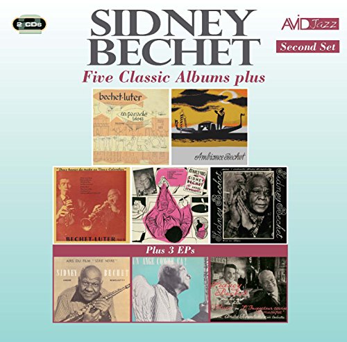 CD cover for Sidney Bechet’s “Five Classic Albums Plus” jazz compilation.