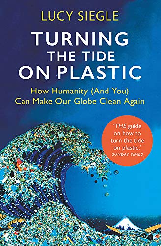 Book cover: “Turning the Tide on Plastic” with a wave of plastic debris.