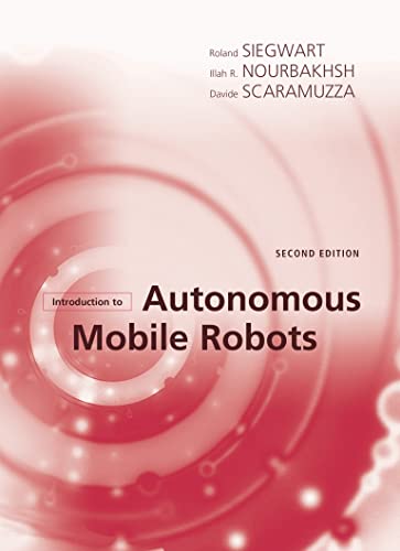 Book cover: “Introduction to Autonomous Mobile Robots” second edition, red and white.