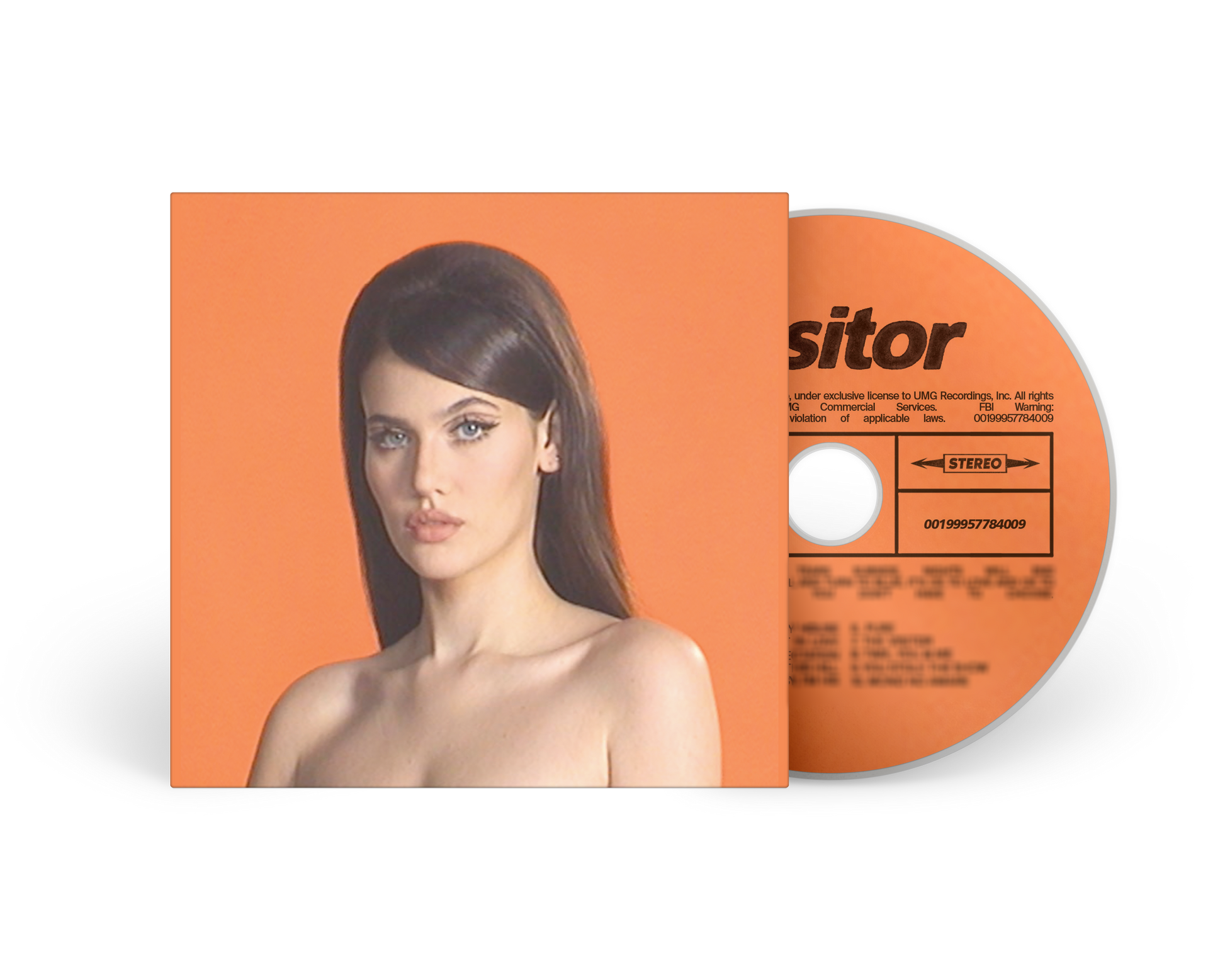 CD case with a portrait of a woman and the word "sitor" visible.