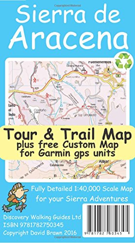 Cover of "Sierra de Aracena Tour & Trail Map" showing a topographic map.