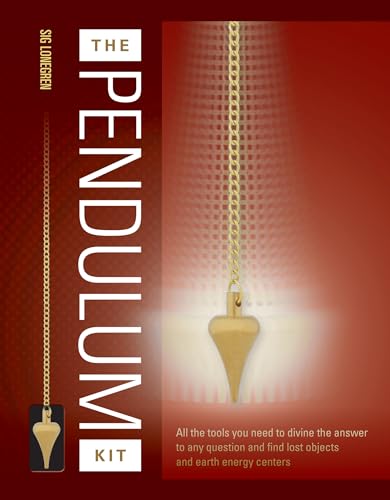 Gold pendulum on a chain against a dark red and white background.