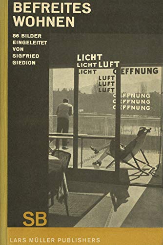Book cover with modernist balcony scene, text “Befreites Wohnen” and “SB” logo.