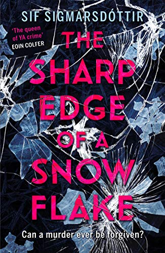 Book cover: cracked ice with pink title, "The Sharp Edge of a Snowflake".