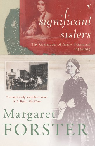 Book cover: “Significant Sisters” by Margaret Forster, with portraits and library scene.