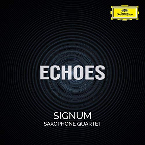 CD cover for Signum Saxophone Quartet’s “Echoes” with spiral design.