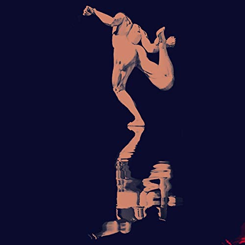 The image is a dark blue album cover featuring a peach-colored illustration of a man diving. For accessibility purposes, a concise alt text could be: "Dark blue album cover with peach illustration of man diving."