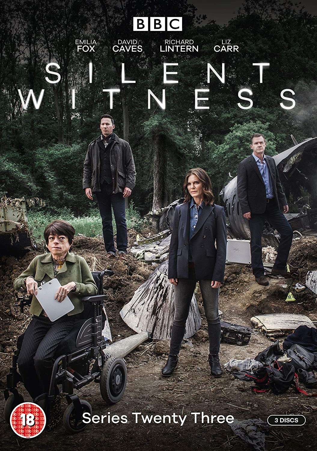"Silent Witness S23 DVD cover featuring four characters in a wooded crime scene."