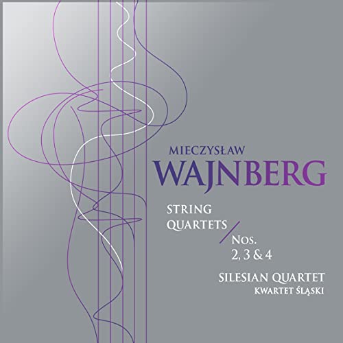 CD cover with abstract purple and white lines on grey, featuring Mieczyslaw Wajnberg text.