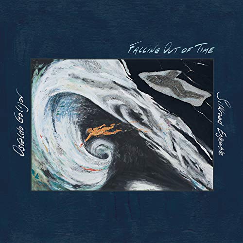 "Album cover with abstract art of a person falling into a swirling vortex."
