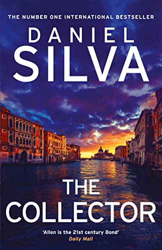 Book cover: "The Collector" by Daniel Silva, featuring a Venetian canal.