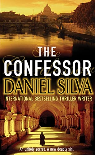 Book cover for "The Confessor" by Daniel Silva, featuring a lone figure.
