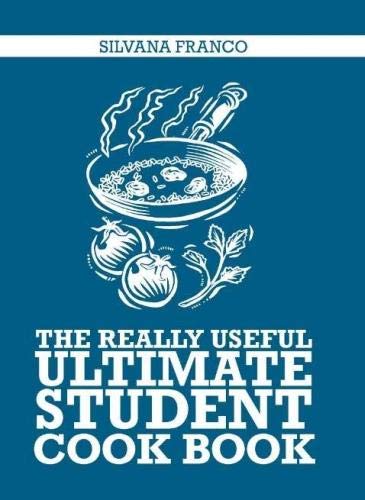Blue cookbook cover with white illustration of food and title text.