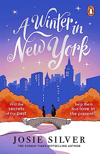 Book cover with a wintery New York City skyline and a bridge.