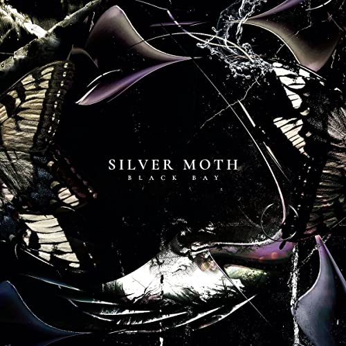 Album cover for Silver Moth - Black Bay featuring abstract dark wings and water.