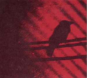 Red album cover featuring a silhouetted crow on a wire.