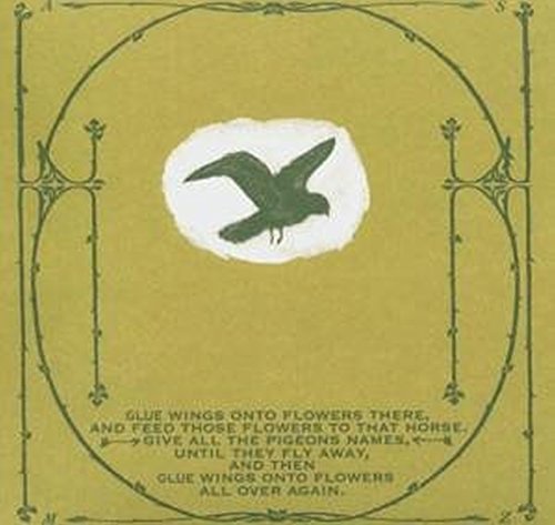 Album cover with a dark bird, decorative border, and text on a gold background.
