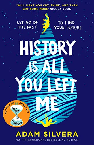 Book cover with a blue teardrop shape, yellow silhouettes, and white text on dark blue.