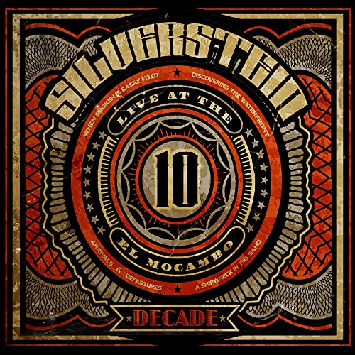 Silverstein “Decade” album cover: ornate circular design with band name and “10”.