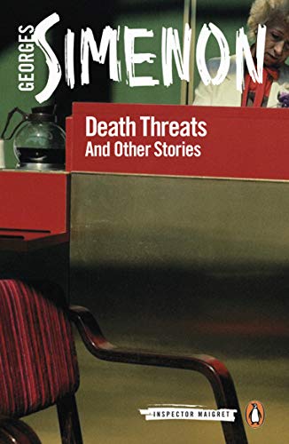 Book cover: “Death Threats” by Georges Simenon, featuring a man’s face.