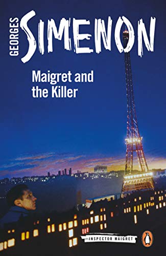 Book cover: “Maigret and the Killer” with Eiffel Tower and silhouetted figure.