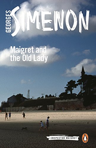 Book cover: "Maigret and the Old Lady" with a beach scene.