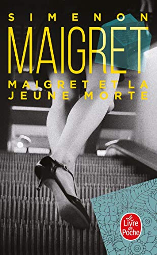 Book cover: "Maigret et la jeune morte" featuring legs and black heels.