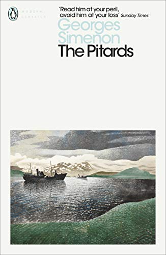 Book cover: "The Pitards" by Georges Simenon, featuring a coastal scene.