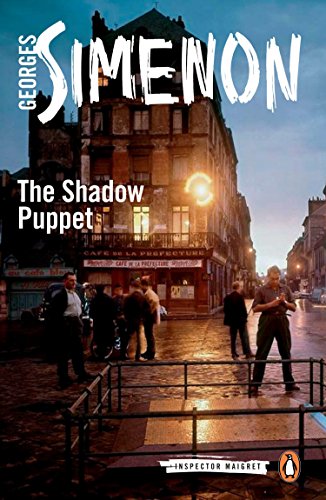 Book cover: Parisian street scene with figures, title "The Shadow Puppet".