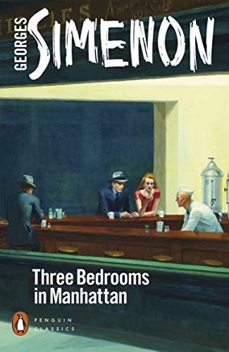 Book cover: painting of people at a diner counter, titled “Three Bedrooms in Manhattan.”