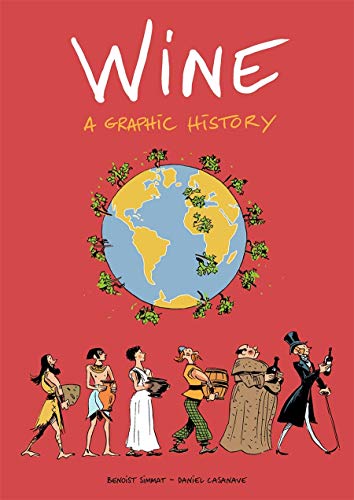 Book cover featuring a globe, grapevines, and historical figures on a red background.