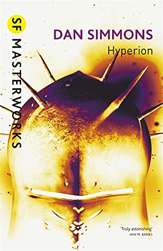 Book cover: "Hyperion" by Dan Simmons, featuring a golden, spiky figure.