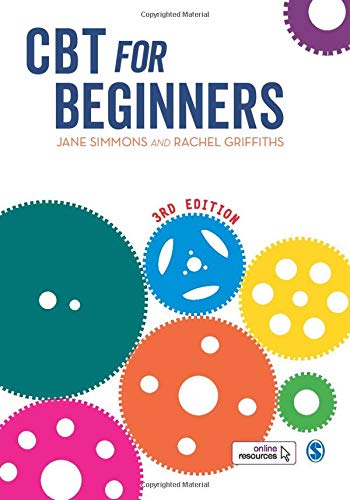 Book cover titled CBT for Beginners with colorful gear illustrations on a white background.