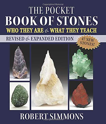 Book cover featuring colorful crystal images and the title “The Pocket Book of Stones.”