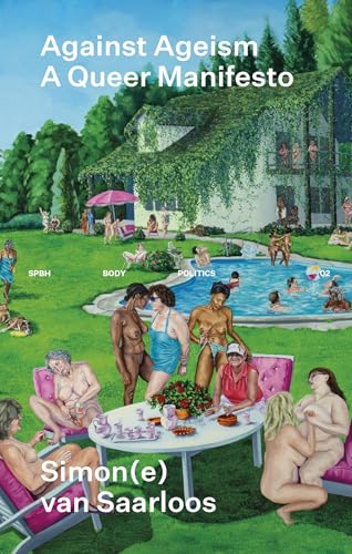 Book cover: “Against Ageism” with diverse people relaxing by a pool.