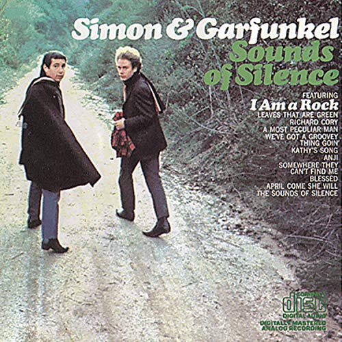 Simon & Garfunkel “Sounds of Silence” CD cover with duo walking outdoors.
