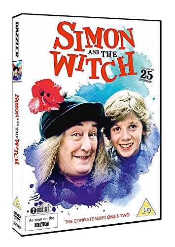 DVD cover of "Simon And The Witch" featuring two smiling characters, colorful background.