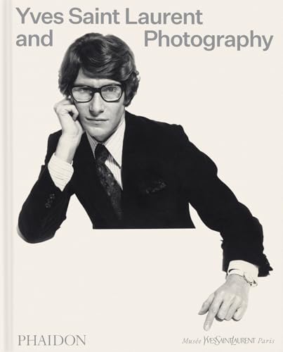 Book cover featuring a black and white portrait of Yves Saint Laurent.