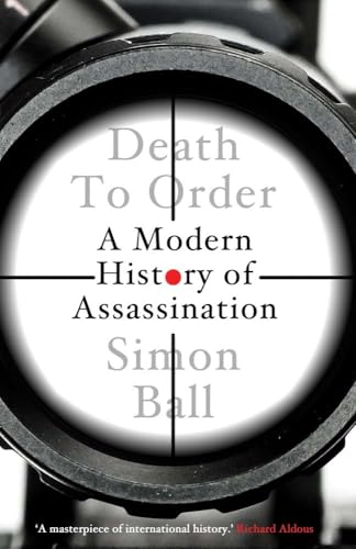 Book cover: "Death to Order" viewed through a rifle scope’s crosshairs.
